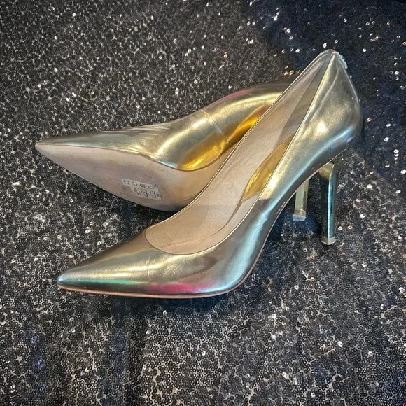 Metallic Blue (INC) color shift (Maurices) and gold (Michel Kors) Heels size 8 - Picture 2 of 11
